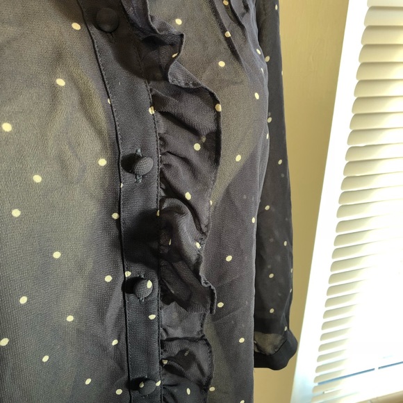 Banana Republic navy polka dot shear top xs - Picture 7 of 8